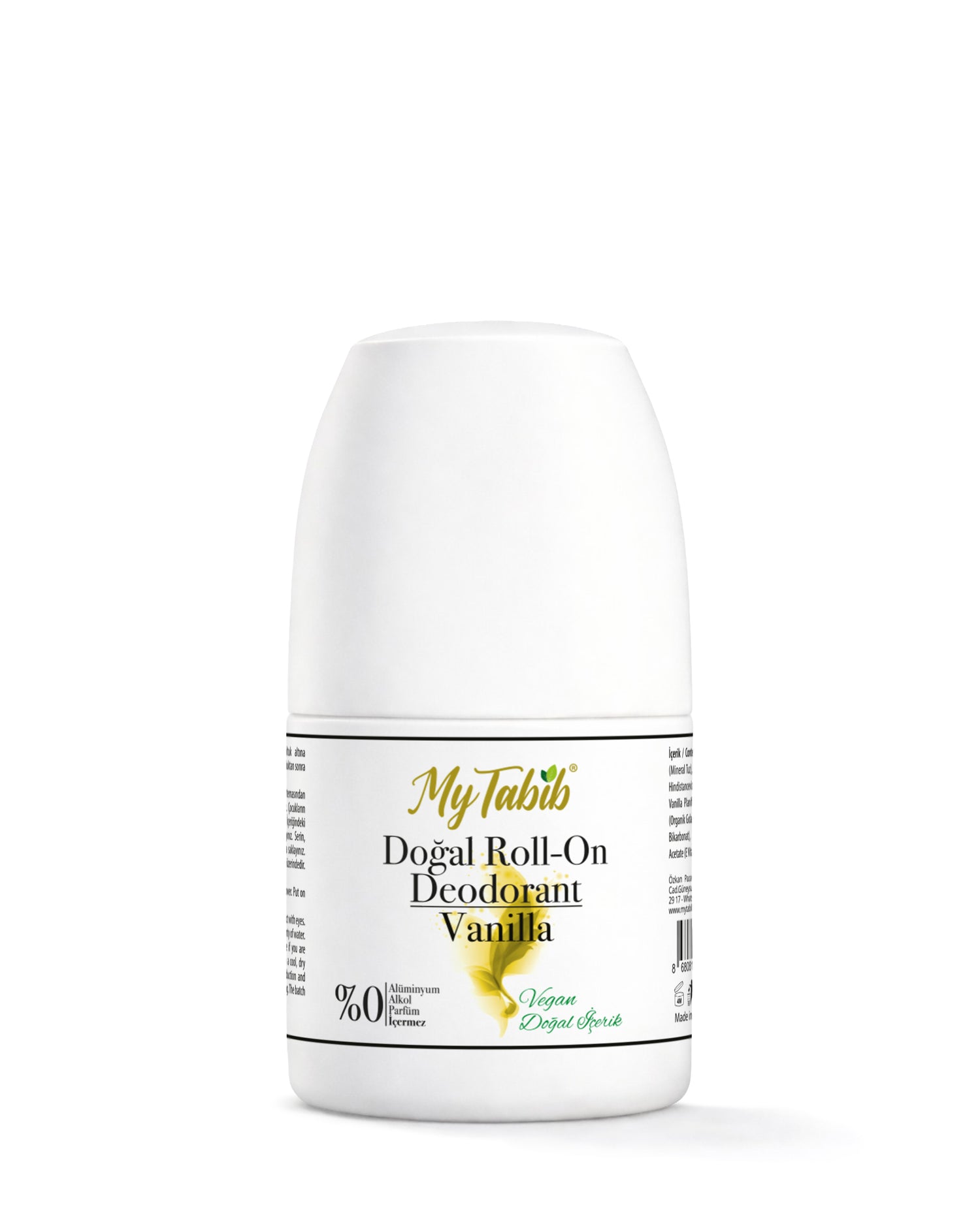 My Tabib Vanilyalı Doğal Roll-On Deodorant | Alüminyumsuz, Hassas Ciltler İçin