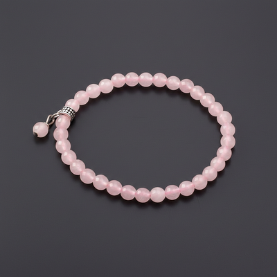PEMBE KUVARS TAŞI ELASTİK BİLEKLİK 6 MM