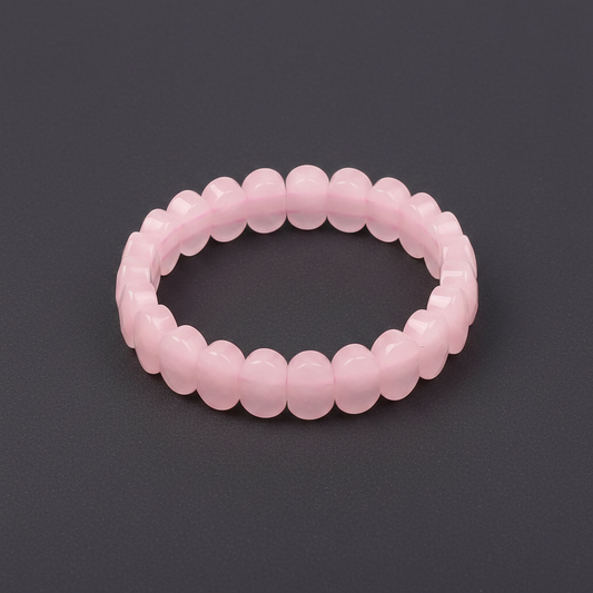 PEMBE KUVARS TAŞI ELASTİK YASSI KESİM BİLEKLİK