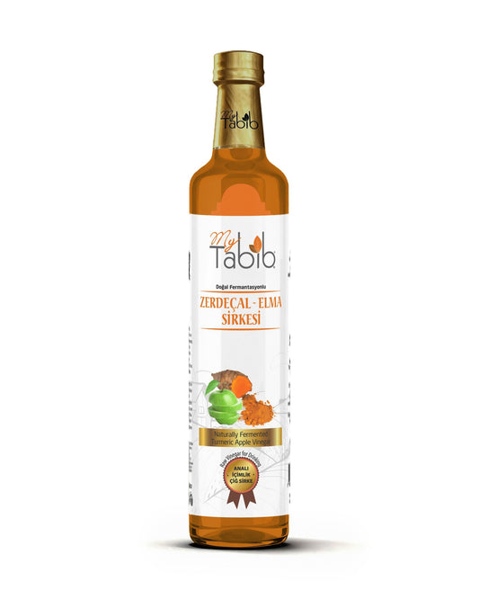 My Tabib Doğal Zerdeçallı Elma Sirkesi 500 ml | Analı, İçimlik, Çiğ ve Bağışıklık Destekleyici Sirke